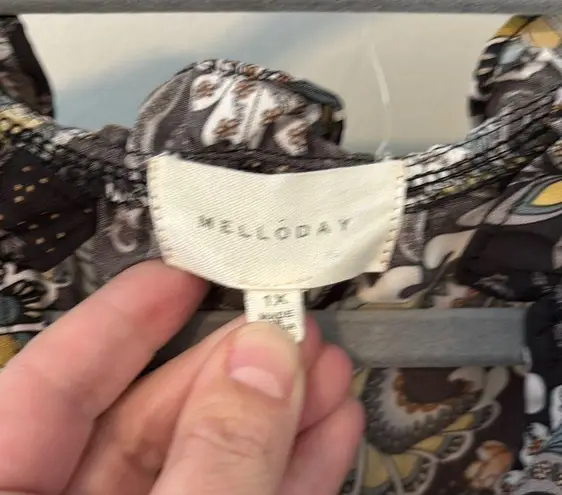 MELLODAY gray paisley print Long Sleeve Dress sz 1X