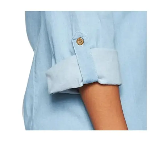 Denim & Co . Long Sleeve Lightweight Stretch Denim Big Shirt Tunic A213037 XL NWT