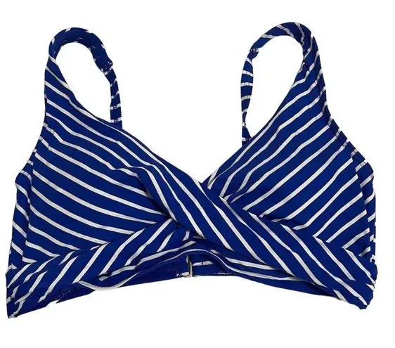 Sea Level Women's Bikini Top Size 12 Blue & White Stripes Cross Front Adjustable