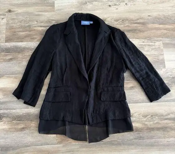 Simply Vera Vera Wang Black Blazer Jacket Small Linen Blend Chiffon Lightweight