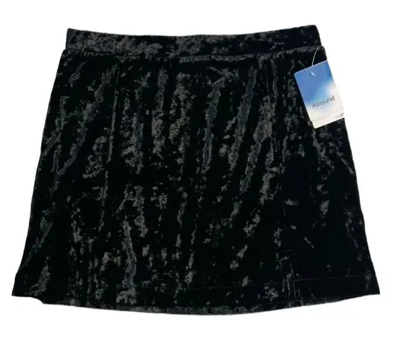 Abound  Velvet Pull-on Mini Skirt with Slit Black Velour NEW Size S