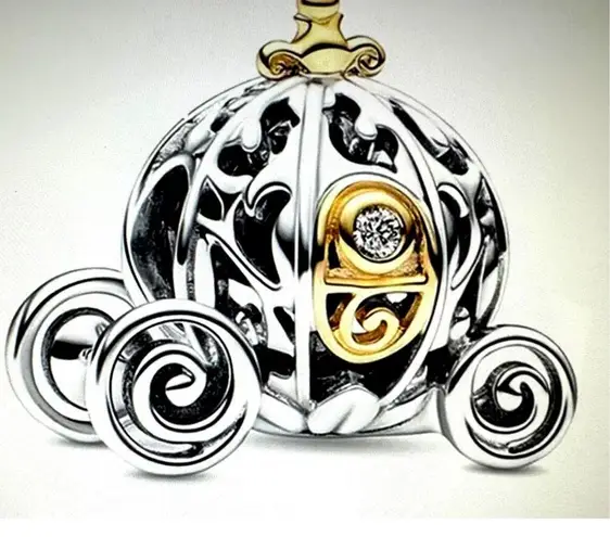 Disney  Cinderella Pumpkin Coach Charm Fits Original Pandora Bracelets 925 Silver