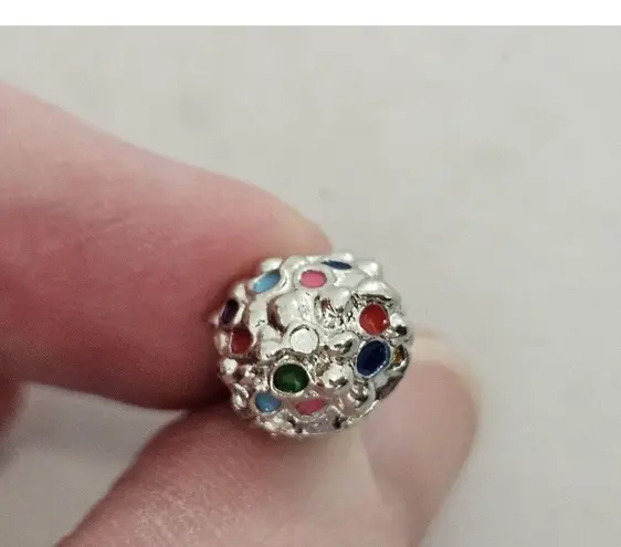 Hot Air Balloon Bead Charm UP Silvertone And Enamel Silver