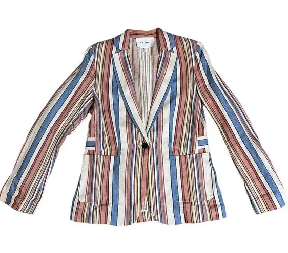 Frame  Revolve Multicolor Linen Striped Lightweight Blazer size 6