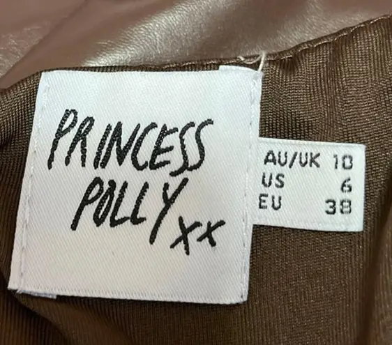 Princess Polly  Tatum Brown Faux Leather Square Neck Cropped Corset Top Size 6