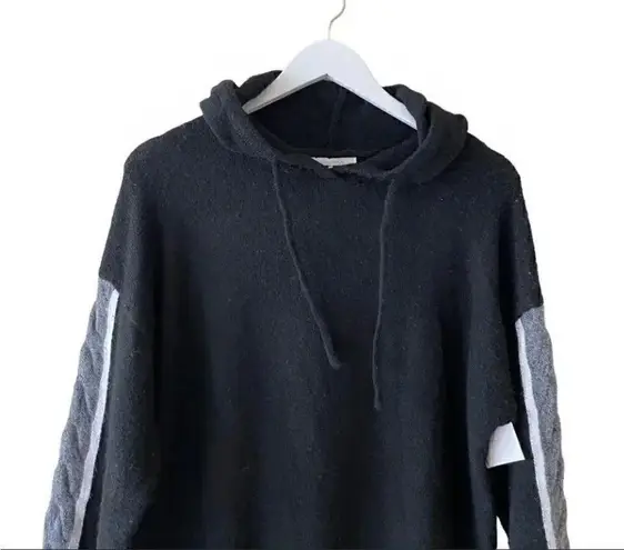 StitchDrop Fuzzy Black Grey Cozy Oversized Hooded Sweater Dress Sleeves Sz XL Black