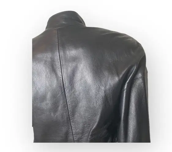 Vintage 90s: Erez x Lillie Rubin ☻︎ Whip Stitch Leather Jacket ☻︎ Gold Hardware Size M