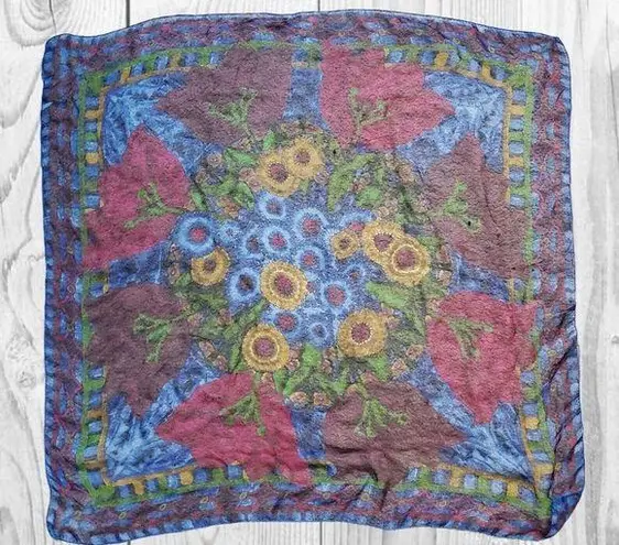 Kenzo Scarf Floral Women's Large Semi Sheer Handkerchief Vintage