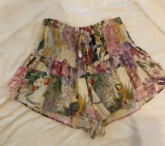 ZARA  - Linen Blend Multi-Colored Floral Shorts