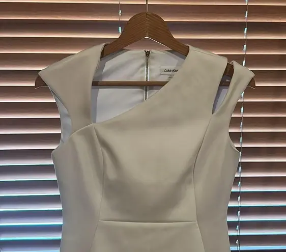 Calvin Klein  White Asymmetrical Neck Dress