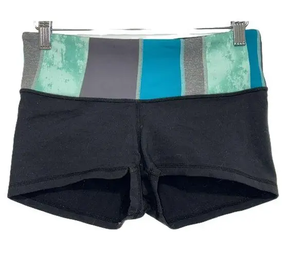 Lululemon  Boogie Shorts Black Blue Green Gray Colorblock Athletic Shorts Size 6 - Image 1