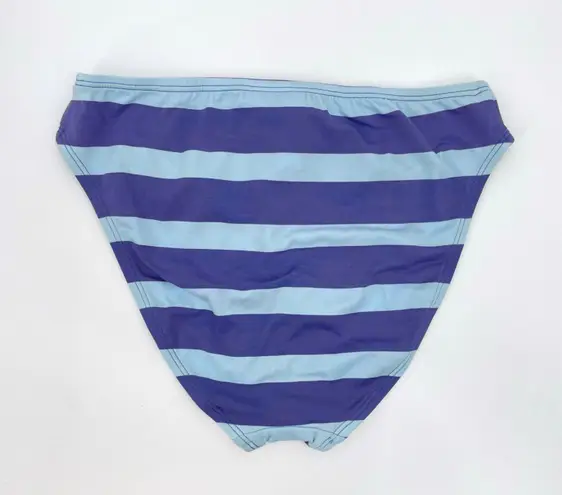 Ralph Lauren Sport Blue Aqua Y2K Wide Stripe Bikini Bottoms Coastal Pool Size 10