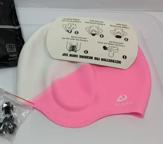 Alepo Swim Cap for Women Men Durable Silicone Swimming Hat PINK Size undefined
