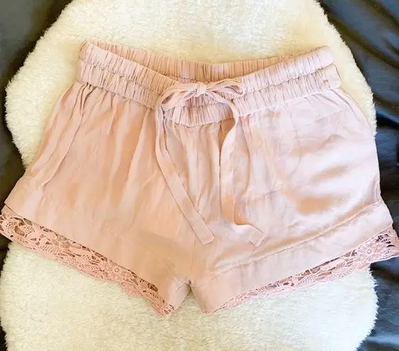 IRO Dainie Crepe High Rise Drawstring Waist Shorts Pale Pink NWT 40 (8)