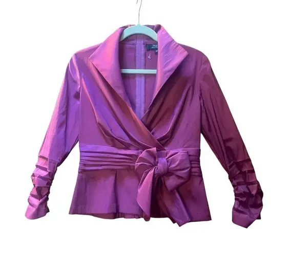 Tadashi Shoji magenta taffeta blouse Petite collection sz 6 petite