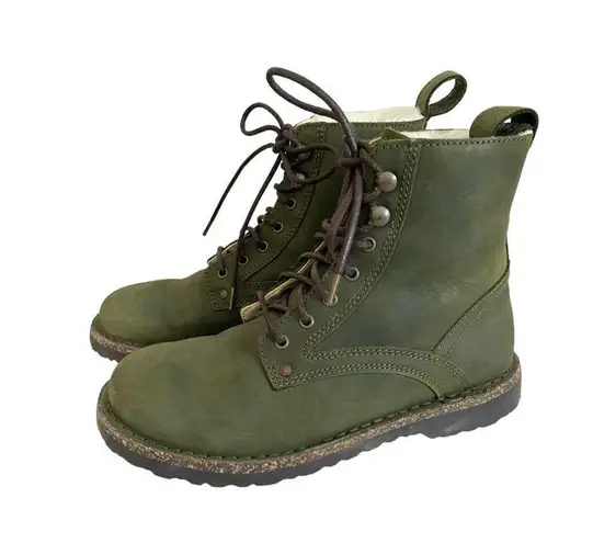 Birkenstock  Bryson Shearling Suede Leather Lace Up Boots Hunter Green, 37 / 6