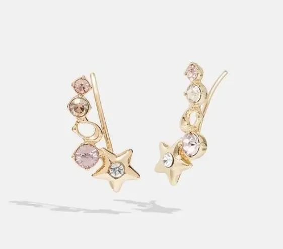 Coach NWT  Signature Star Burst Stud Earrings Gold/Pink MSRP $88