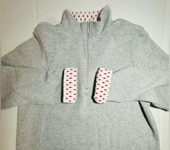 Orvis Sweatshirt Womens Large Gray Flip Cuff 1/4 Zip Pullover Preppy Lightweight