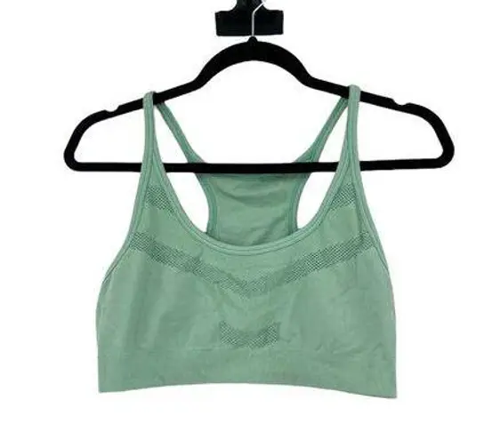 Zella  Sports Bra Womens XL Seamless Stretch Racerback Green Perforated