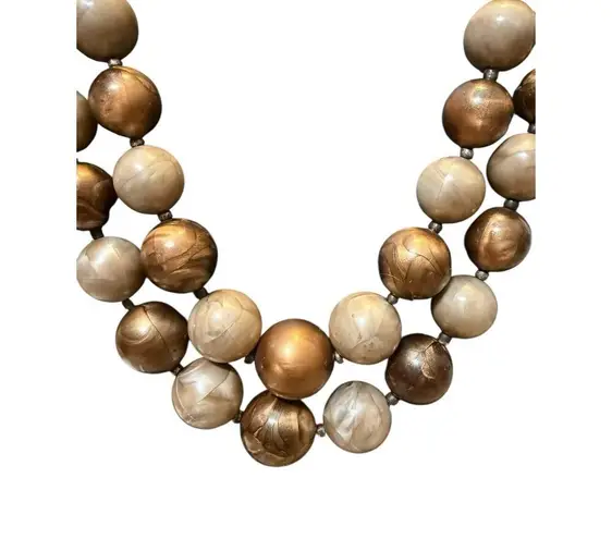 Vintage Japan Chocolate Mocha Layered Beaded Necklace Brown