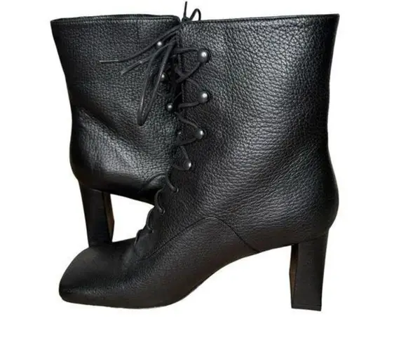 New BY FAR Leather Claude Lace Up Square Toe Boots Size US 9 /‎ EU 39