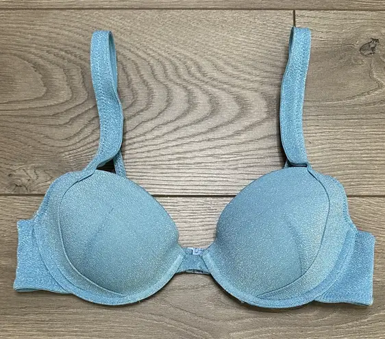 Triangl Swimwear Blue Shimmer Bikini Top Size Large