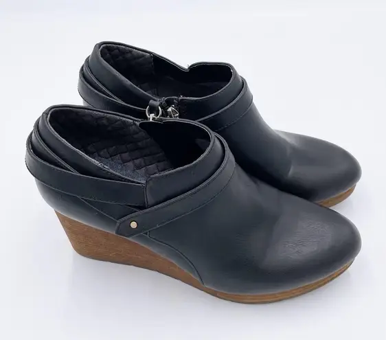 Dr. Scholl's What's Good Wedge Ankle Boots Women's Size 9.5 Black Faux Leather