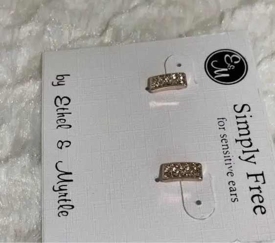 The Bar Ethel & Myrtle Simply Free Gold Tone Rhinestone Stud Pierced Earrings