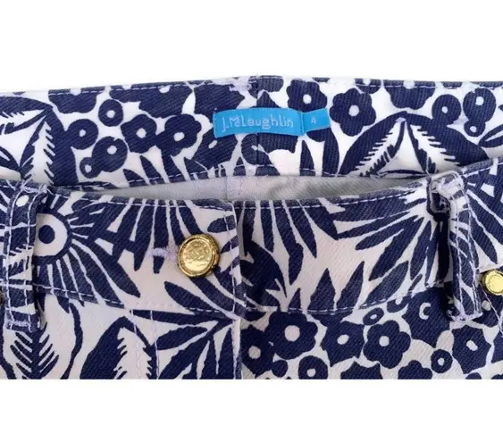 J. McLaughlin Lexi Blue White Floral Slim Stretch Cropped Pants 4
