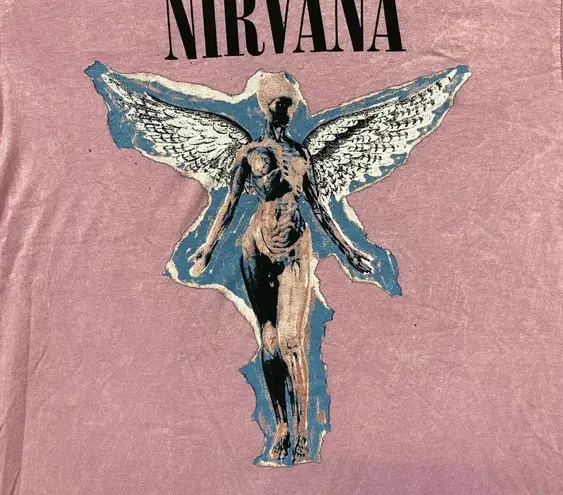 Nirvana In Utero Fairy Mineral Wash Grunge Band Tee L