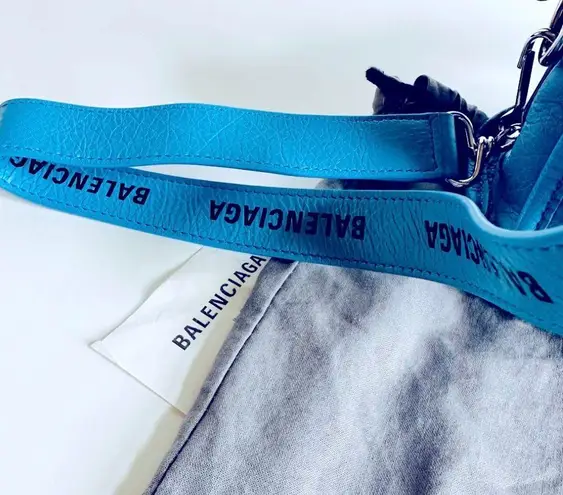 Balenciaga Metallic Edge Classic Mini City Crossbody Bag Blue Brand New