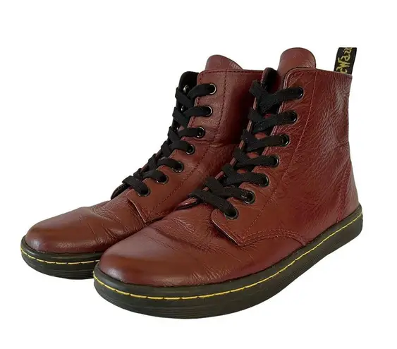 Dr. Martens Leyton Burgundy Leather Casual Combat Boots Doc Martens Womens Shoes