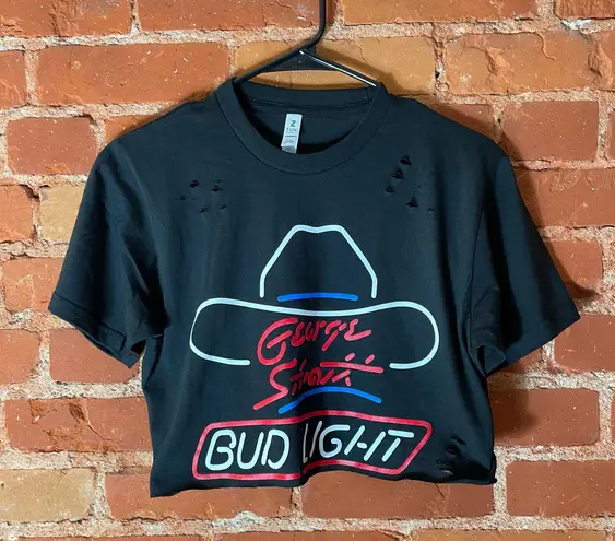 George Strait Bud Light Crop Top Black Size M - Image 1