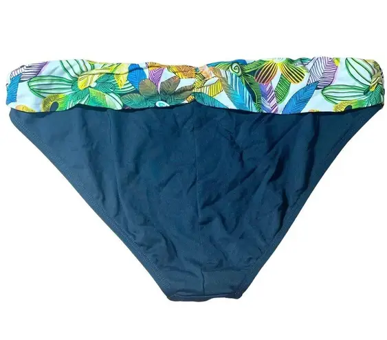 La Blanca NWT Vintage Y2K Ruched Tropical Waist Black Bikini Bottom Size 16 NEW