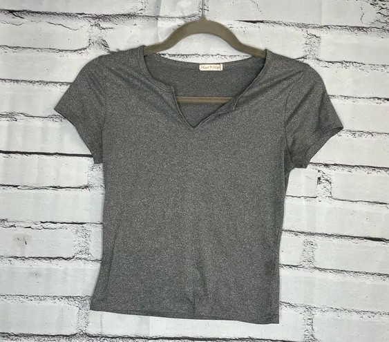 Heart Hips Gray Crop Cut Out T