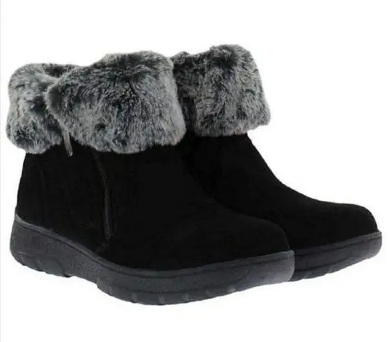 Khombu Boots JESSICA Outdoor Black Suede Faux Fur Ankle Boots Women’s Size 7M