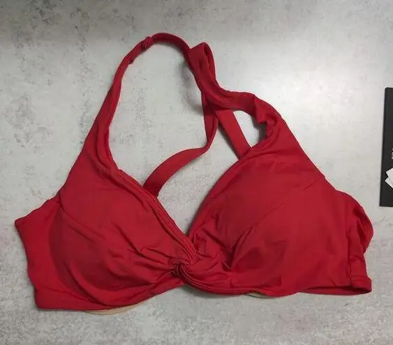 La Blanca Cherry Red Island Goddess Underwire Twist Front Bra Top Size 12 New