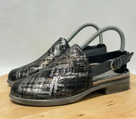 NAOT Womens Lodos Ankle Strap Mixed Metallic Leather Mules NWOB