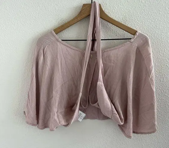 BEACHGOLD Neutral Moth Pink Crop Tie Waist Strappy Medium