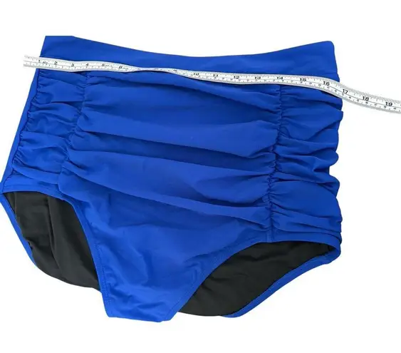 Relleciga Women's Royal Blue High Waisted Ruched Bikini Bottom Size XXL