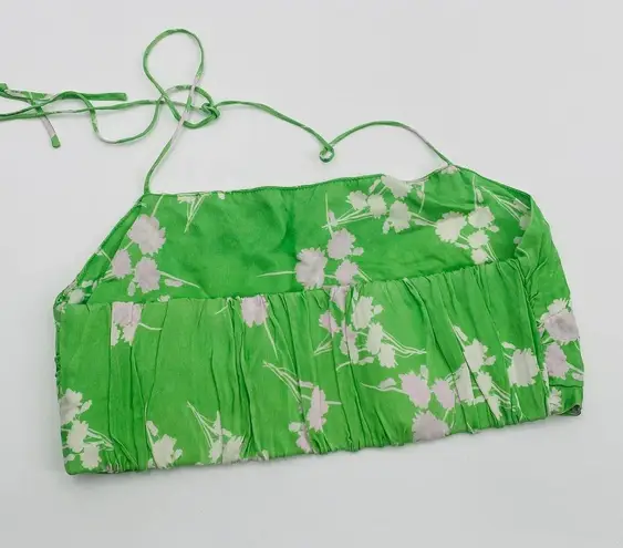 THIRD FORM Rolling Fields Tie Up Bra US Size 2 Green White Floral