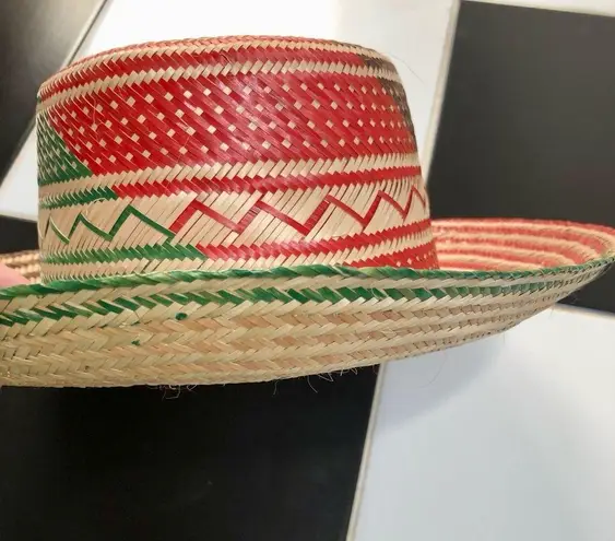 Wayuu NEW Handwoven Sun Hat Boho Artisan Unique One of a Kind Green Red Outdoor
