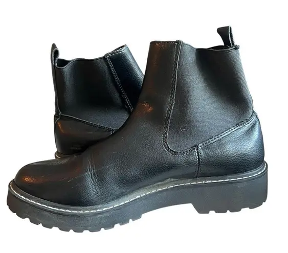 Dolce Vita Lobera Chelsea Ankle Boots Platform Lug Sole Faux Leather Black 10