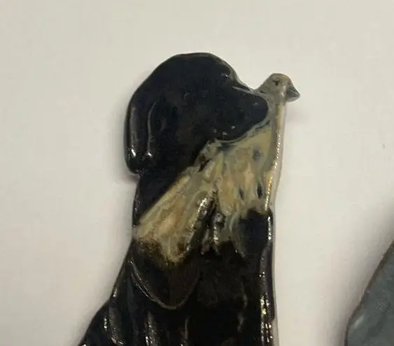 Lot Of 2 Hand Made Ceramic Brooch Pins Hand Painted