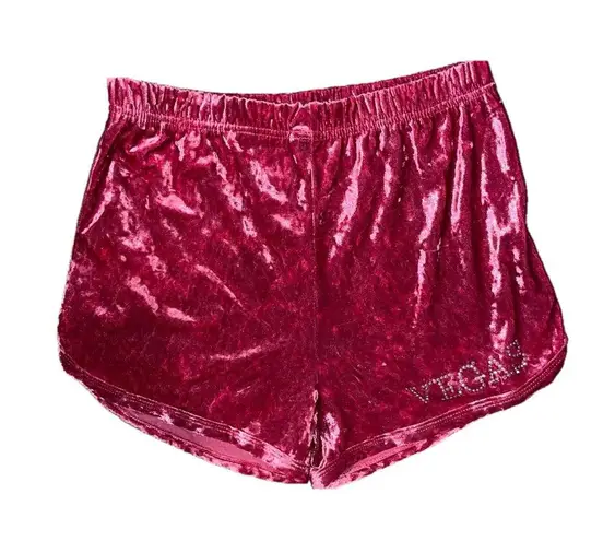 Vegas Crushed Velvet Shorts Womens Medium Pink Dolphin Hem High Waist Casual Y2K