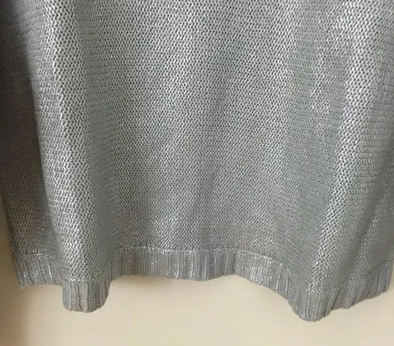 BCBGMAXAZRIA Silver Metallic Camille Knit Sweater