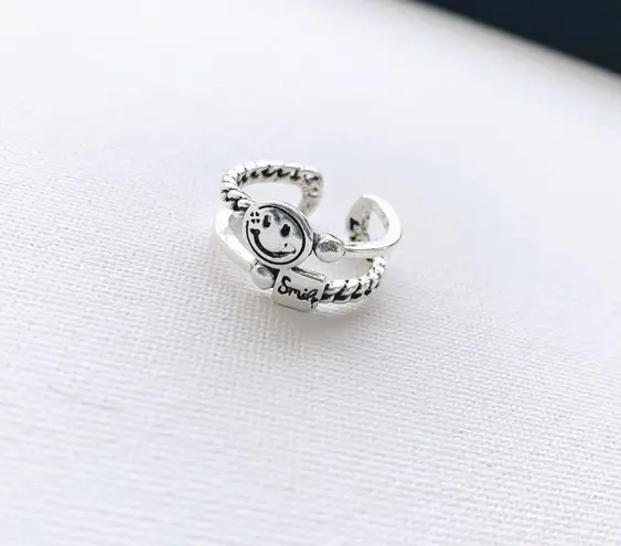 Smiley Face Silver Ring