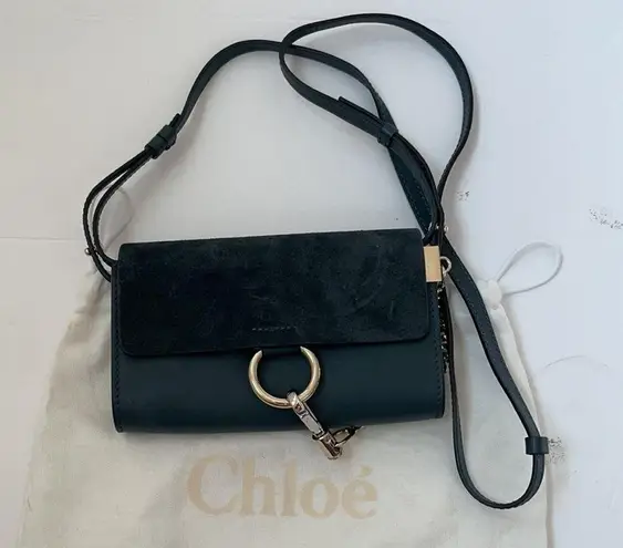 Chloé Mini Faye suede leather crossbody bag cloudy blue