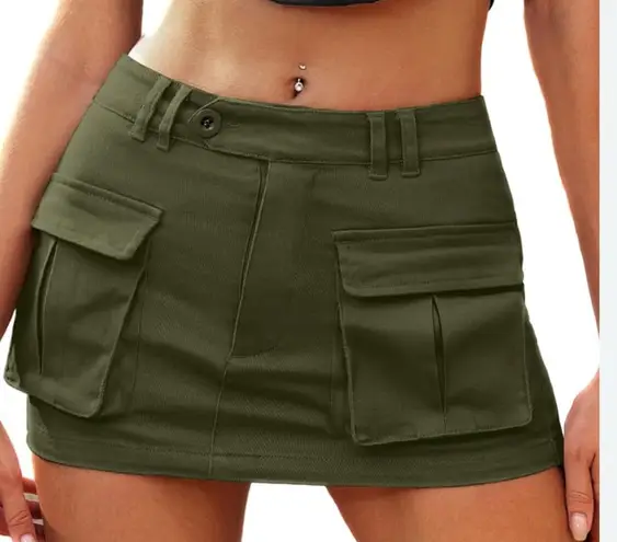 Olive Green Mini Skirt with Skort Design