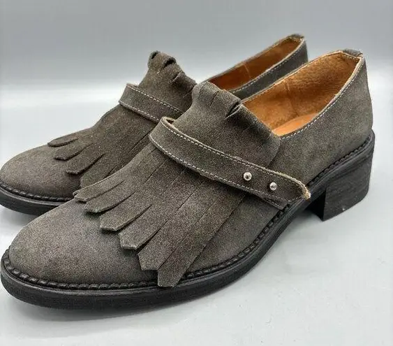 Sixty Seven Suede Kiltie Gray Women’s Shoes Slip On Fringe Made in Spain Size 38